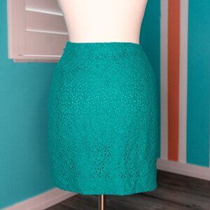 Brooks Brothers Teal Flower Lace Dual Layered Skirt